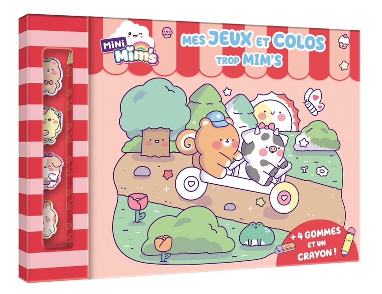 JEUX ET COLORIAGES TROP MIGNONS - AVEC 1 CRAYON + 4 GOMMES