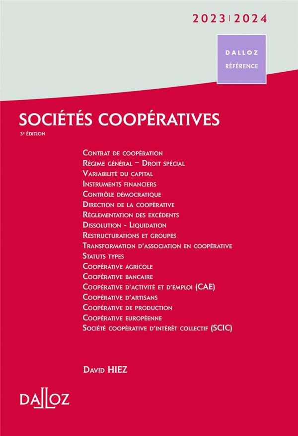 SOCIETES COOPERATIVES 2023/2024. 3E ED.