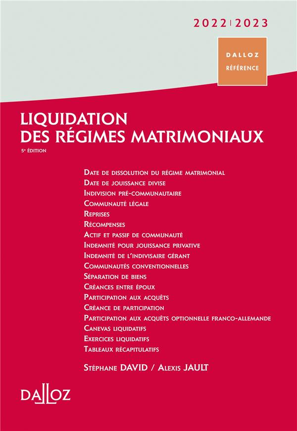 LIQUIDATION DES REGIMES MATRIMONIAUX 2022/2023
