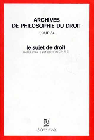 LE SUJET DE DROIT - TOME 34