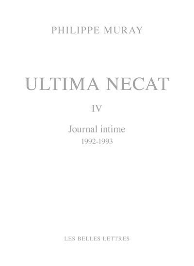 ULTIMA NECAT IV - JOURNAL INTIME (1992-1993)