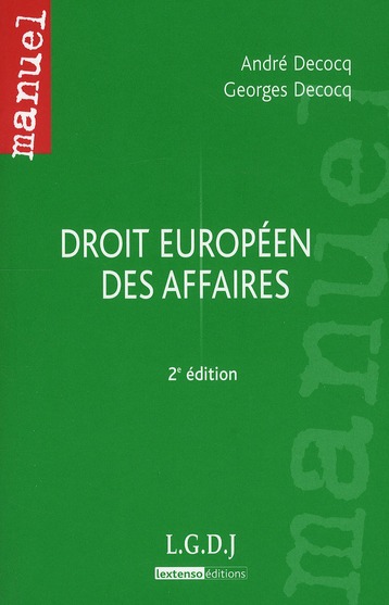 DROIT EUROPEEN DES AFFAIRES - 2EME EDITION