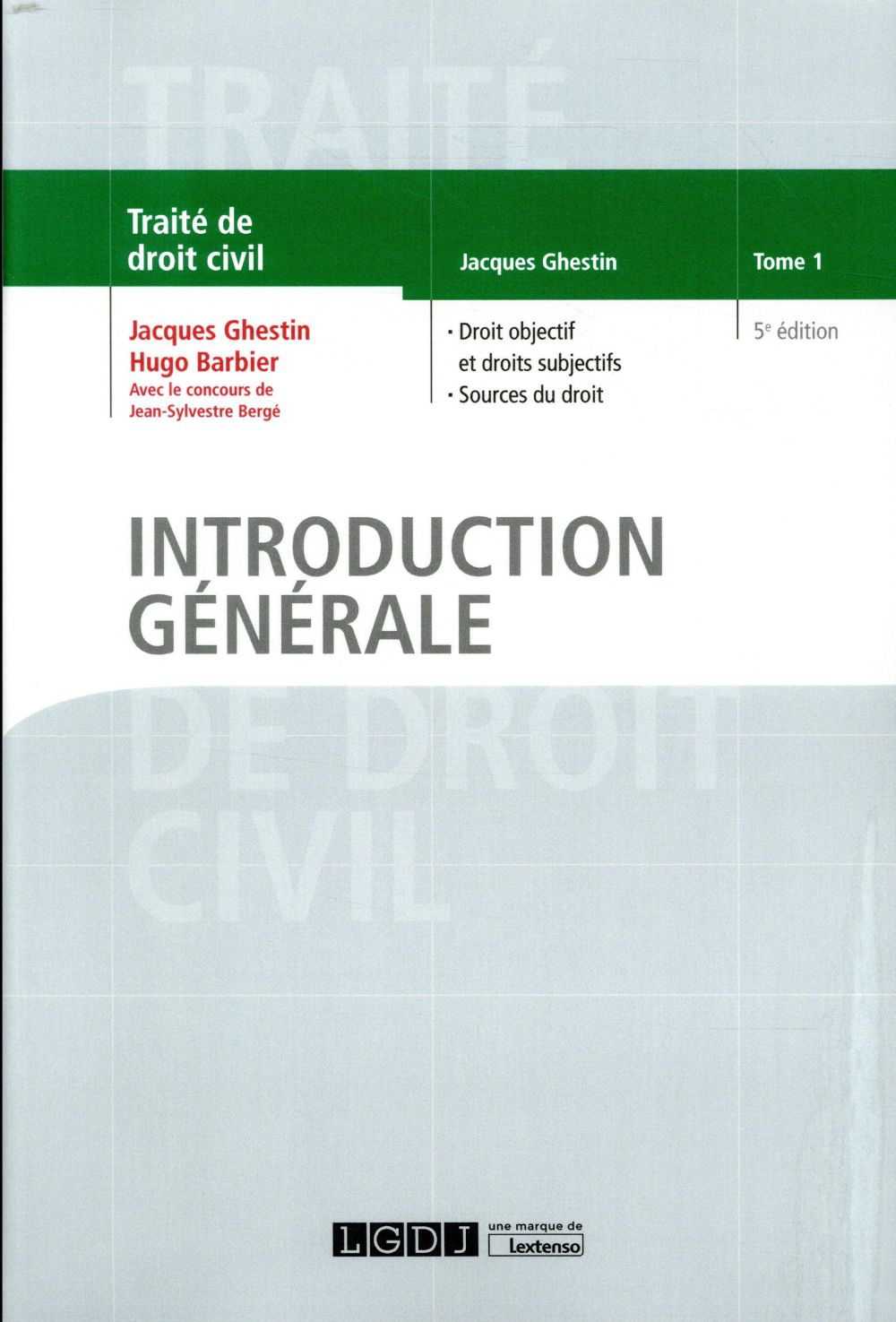 INTRODUCTION GENERALE TOME 1 5EME EDITION