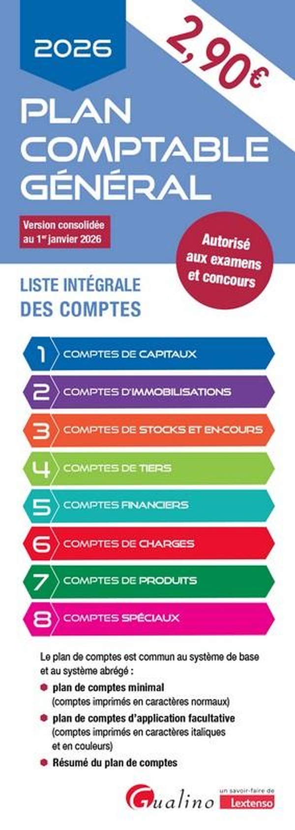 PLAN COMPTABLE GENERAL - 2026 - LISTE INTEGRALE DES COMPTES - AUTORISE AUX EXAMENS ET CONCOURS