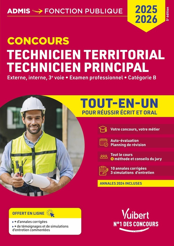 CONCOURS TECHNICIEN TERRITORIAL - TECHNICIEN PRINCIPAL - CATEGORIE B - TOUT-EN-UN - EXTERNE, INTERNE