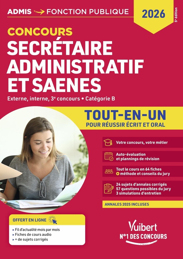 CONCOURS SECRETAIRE ADMINISTRATIF ET SAENES - CATEGORIE B - TOUT-EN-UN - EXTERNE ET INTERNE - CONCOU
