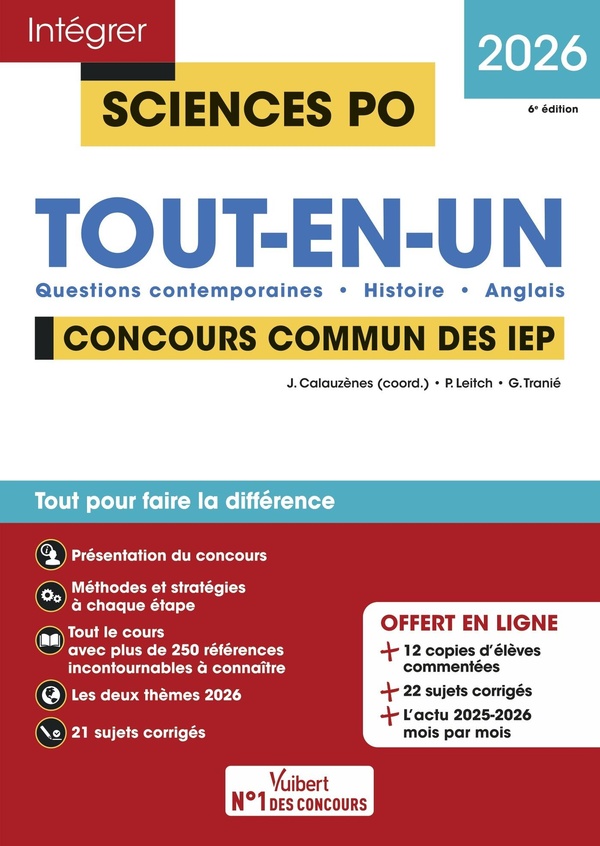 SCIENCES PO - CONCOURS COMMUN DES IEP 2026 - TOUT-EN-UN - QUESTIONS CONTEMPORAINES - HISTOIRE - ANGL
