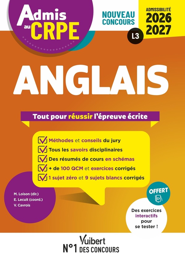 ADMIS AU CRPE 2026-2027 - ANGLAIS : EPREUVE ECRITE D'ADMISSIBILITE L3 - TOUTES LES CLES DE LA REUSSI