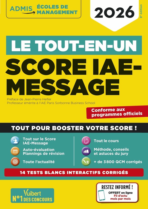 LE TOUT-EN-UN SCORE IAE-MESSAGE - 13 TESTS BLANCS - FIL D'ACTU OFFERT - SELECTION 2026
