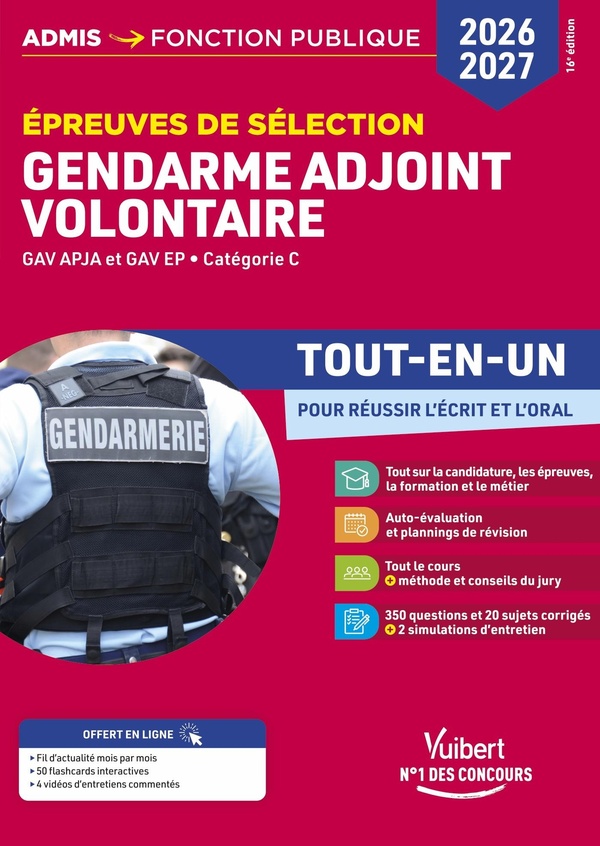 EPREUVES DE SELECTION GENDARME ADJOINT VOLONTAIRE 2026-2027 - TOUT-EN-UN - GAV APJA ET GAV EP - CATE