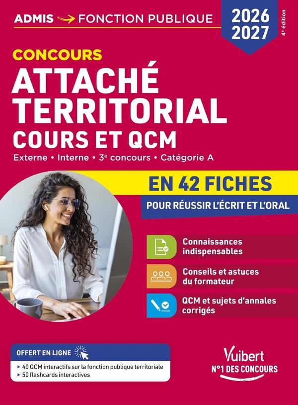 CONCOURS ATTACHE TERRITORIAL EN 42 FICHES 2026-2027 - COURS ET QCM - EXTERNE ET INTERNE - CATEGORIE