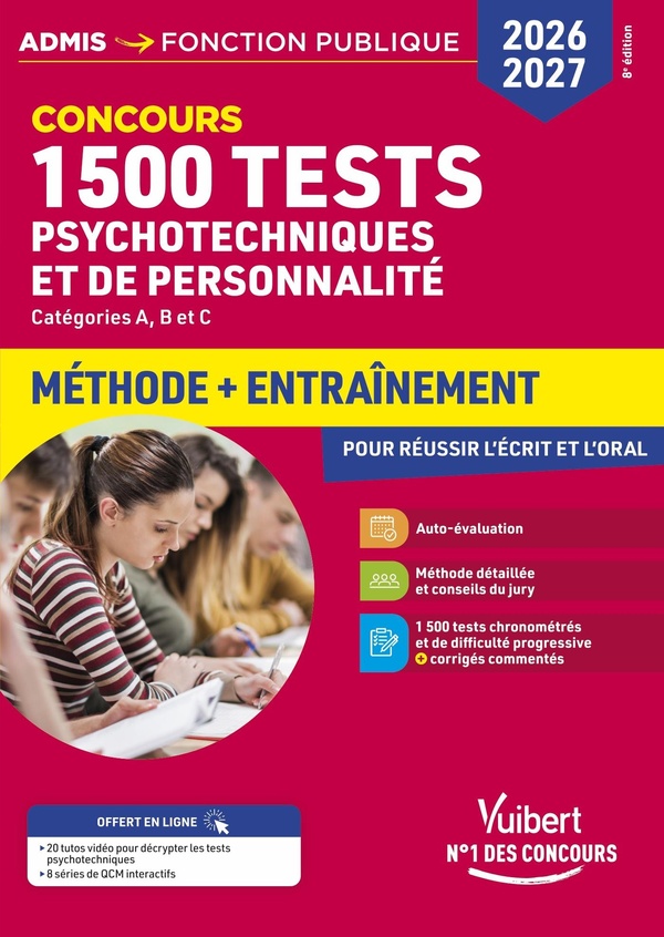 1500 TESTS PSYCHOTECHNIQUES ET DE PERSONNALITE - METHODE ET ENTRAINEMENT INTENSIF - CONCOURS 2026-20