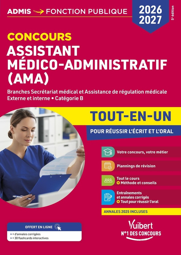 CONCOURS ASSISTANT MEDICO-ADMINISTRATIF (AMA) 2026-2027 - TOUT-EN-UN - BRANCHES SECRETARIAT MEDICAL
