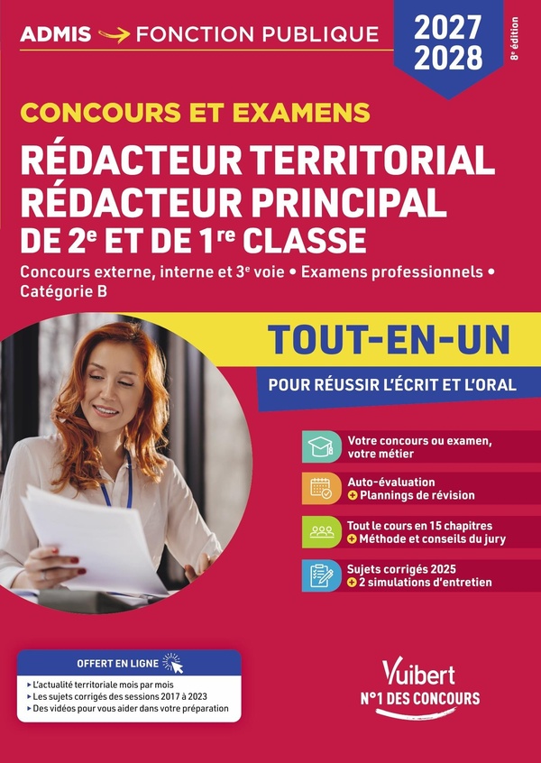 CONCOURS ET EXAMENS REDACTEUR TERRITORIAL ET REDACTEUR PRINCIPAL DE 2E ET 1E CLASSE 2027-2028 - TOUT