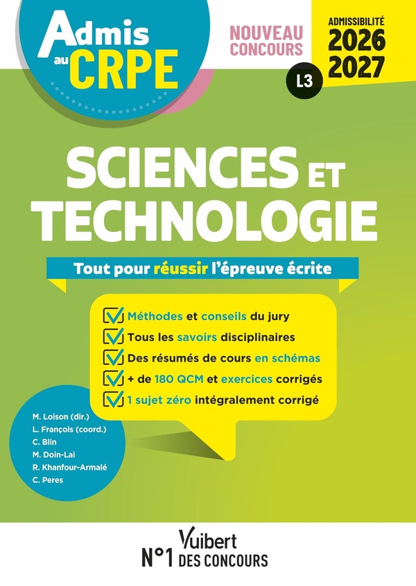 ADMIS AU CRPE 2026-2027 - EPREUVE ECRITE D'ADMISSIBILITE L3 - SCIENCES ET TECHNOLOGIE - TOUTES LES C