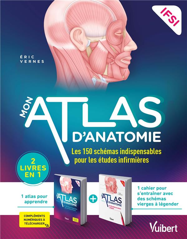 MON ATLAS D'ANATOMIE - ETUDIANTS EN IFSI - 2 LIVRES DANS UNE POCHETTE : UN ATLAS ANNOTE ET UN CAHIER