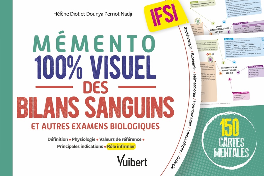 MEMENTO 100% VISUEL DES BILANS SANGUINS ET AUTRES EXAMENS BIOLOGIQUES IFSI - 150 FICHES COLOREES POU