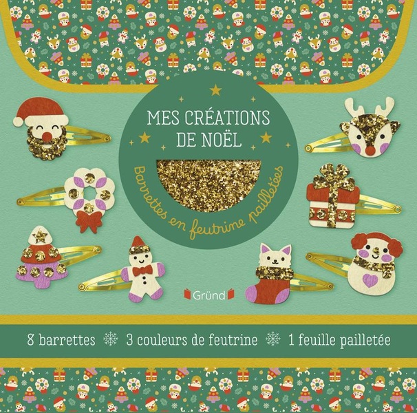 BARRETTES EN FEUTRINE PAILLETEES - NOEL