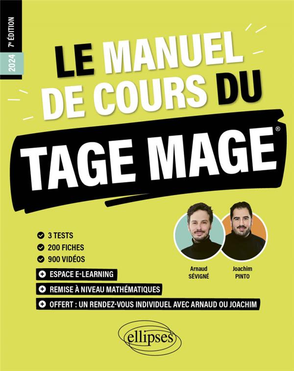 LE MANUEL DE COURS DU TAGE MAGE - EDITION 2024 - 3 TESTS BLANCS + 200 FICHES DE COURS + 700 QUESTION