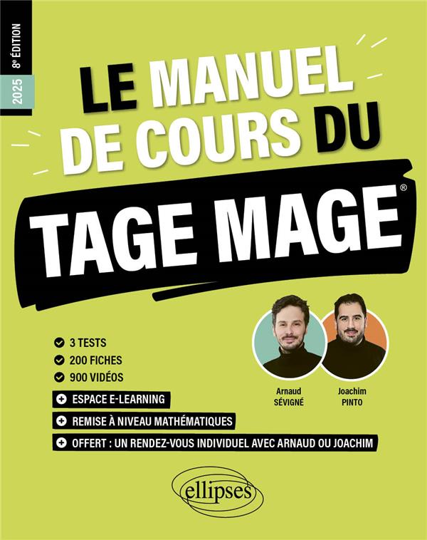 LE MANUEL DE COURS DU TAGE MAGE - 3 TESTS BLANCS + 200 FICHES DE COURS + 700 QUESTIONS + 700 VIDEOS