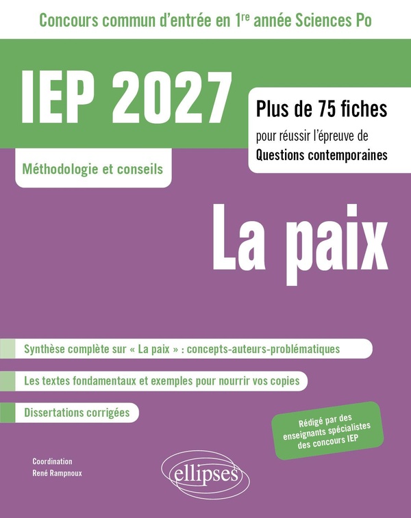 CONCOURS COMMUN IEP 2027. PLUS DE 75 FICHES POUR REUSSIR L'EPREUVE DE QUESTIONS CONTEMPORAINES - LA