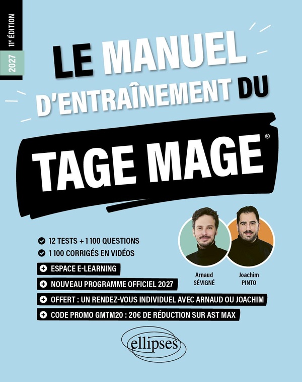 LE MANUEL D'ENTRAINEMENT DU TAGE MAGE - 12 TESTS BLANCS + 1100 QUESTIONS + 1100 VIDEOS