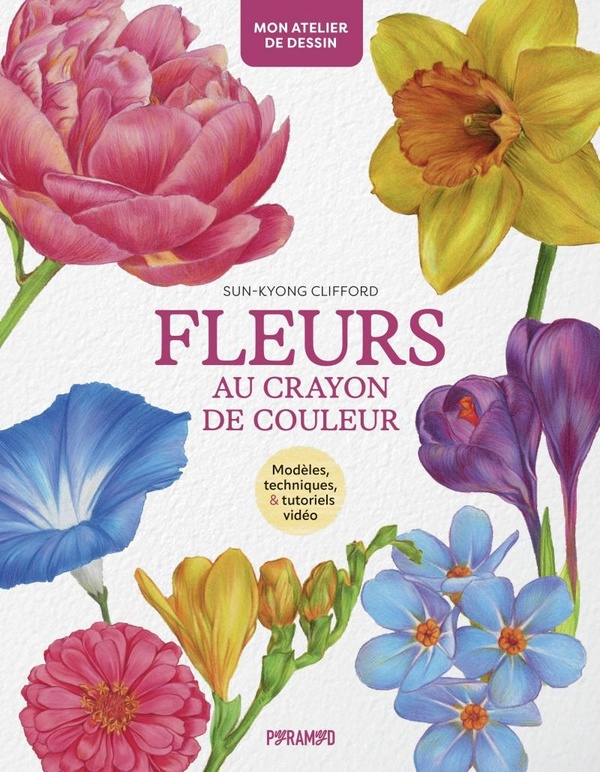FLEURS AU CRAYON DE COULEUR - MODELES, TECHNIQUES & TUTORIEL