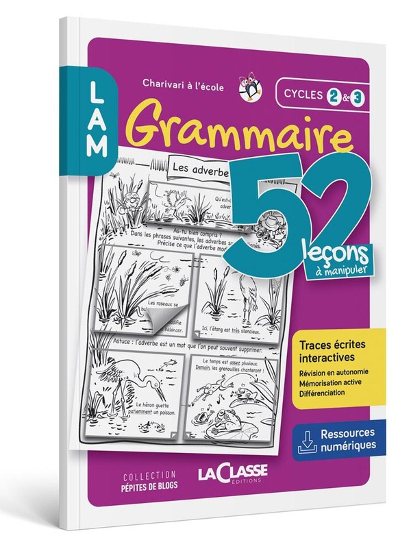 52 LECONS A MANIPULER EN GRAMMAIRE CYCLE 2 ET 3 (LIVRE + RESSOURCES NUMERIQUES)