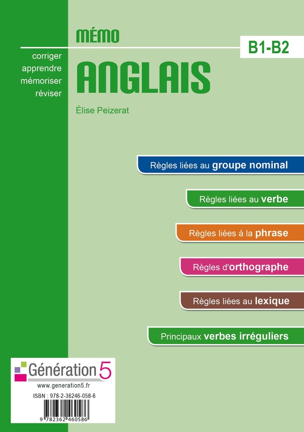 MEMO ANGLAIS B1-B2 (LYCEE) - EDITION 2016