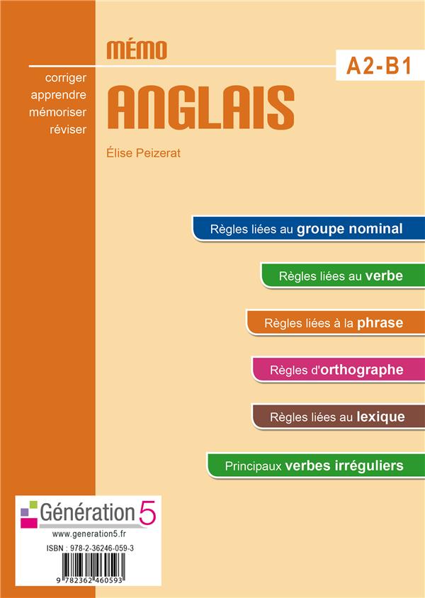 MEMO ANGLAIS A2-B1 (COLLEGE) - EDITION 2016