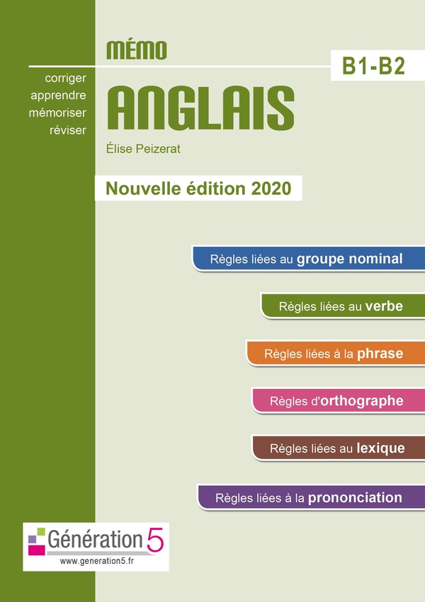 MEMO ANGLAIS B1-B2 (LYCEE) - EDITION 2020
