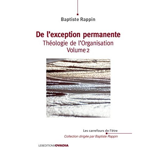 THEOLOGIE DE L'ORGANISATION VOLUME 2 DE L'EXCEPTION PERMANENTE