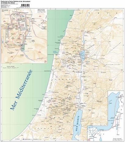 CARTE DE TERRE SAINTE ET DE JERUSALEM AU TEMPS DE JESUS SELON L'EVANGILE TEL QU'IL M'A ETE REVELE DE