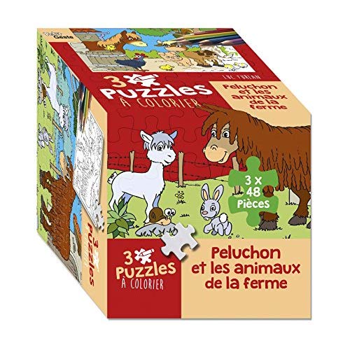 PUZZLE A COLORIER - PELUCHON ET LES ANIMAUX DE LA FERME