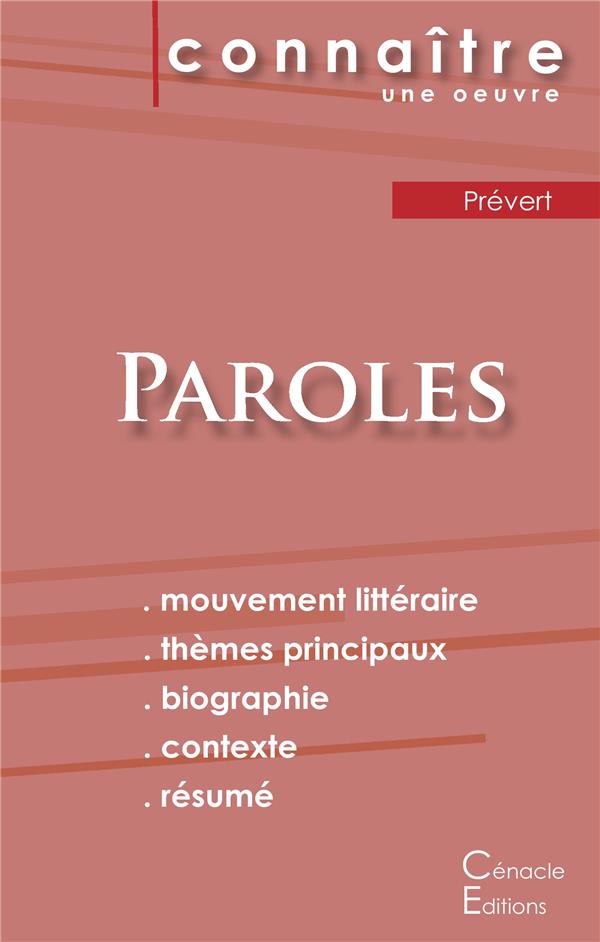 FICHE DE LECTURE PAROLES DE PREVERT (ANALYSE LITTERAIRE DE REFERENCE ET RESUME COMPLET)