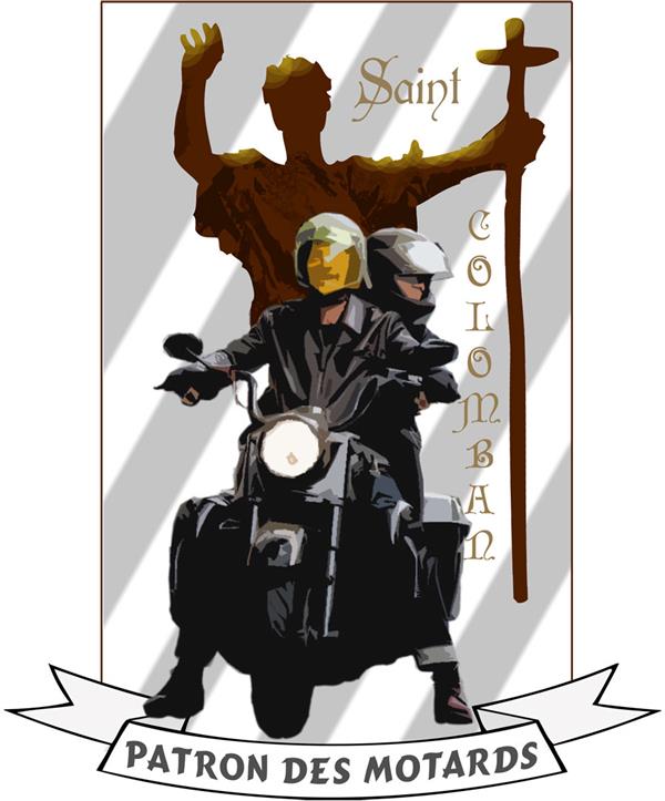 AUTOCOLLANT PATRON DES MOTARDS - SAINT COLOMBAN