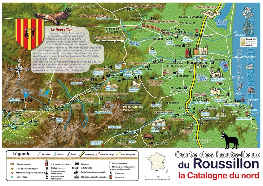 CARTE DES HAUTS-LIEUX DU ROUSSILLON - LA CATALOGNE DU NORD