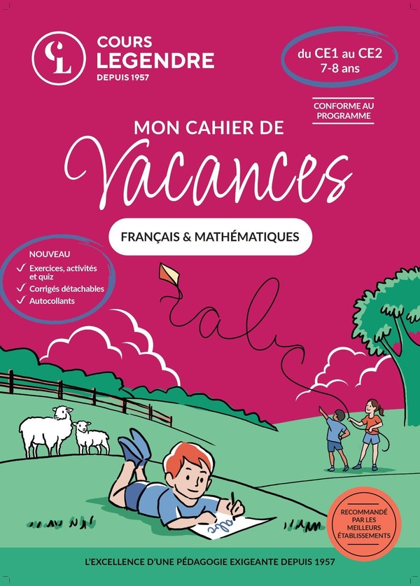 MON CAHIER DE VACANCES - DU CE1 AU CE2 (7-8 ANS)FRANCAIS & MATHEMATIQUES - EXERCICES ET QUIZ CORRIGE