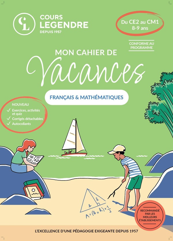MON CAHIER DE VACANCES - DU CE2 AU CM1 (8-9 ANS)FRANCAIS & MATHEMATIQUES - EXERCICES ET QUIZ CORRIGE