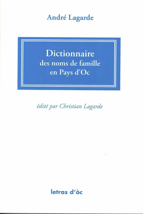 DICTIONNAIRE DES NOMS DE FAMILLE EN PAYS D'OC
