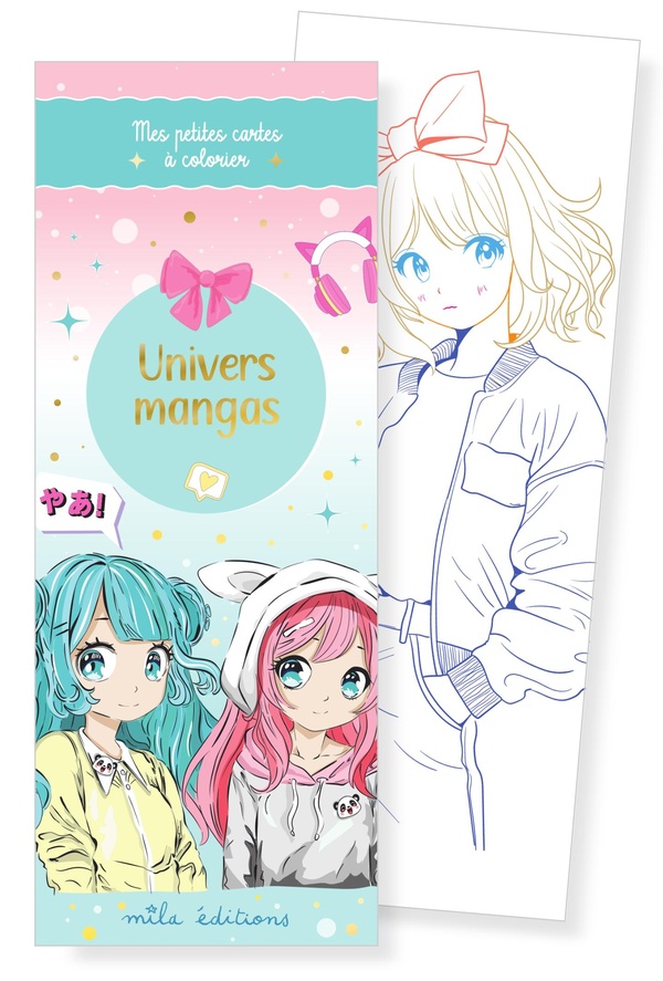 UNIVERS MANGAS - MES PETITES CARTES A COLORIER - 35 ILLUSTRATIONS A PERSONNALISER