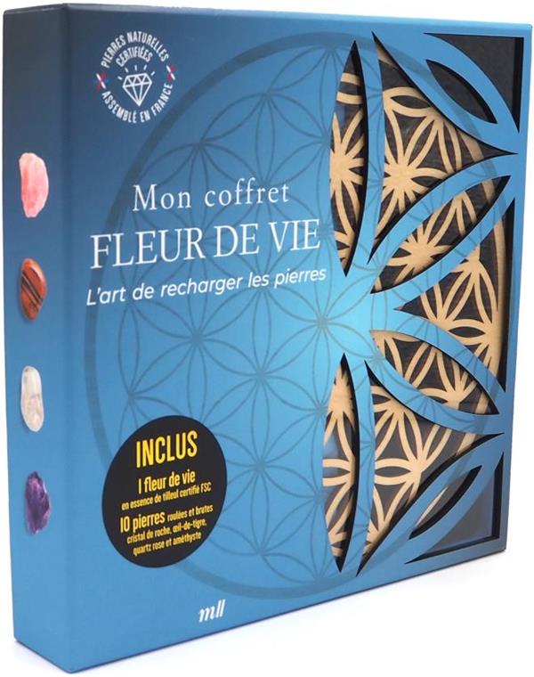 MON COFFRET FLEUR DE VIE - L'ART DE RECHARGER LES PIERRES - UN LIVRE D'INITIATION, 10 PIERRES ROULEE