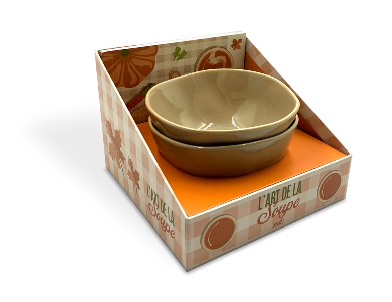 COFFRET - L'ART DE LA SOUPE - 2 BOLS ET UN LIVRE DE 30 RECETTES POUR REALISER DES SOUPES ET DES VELO