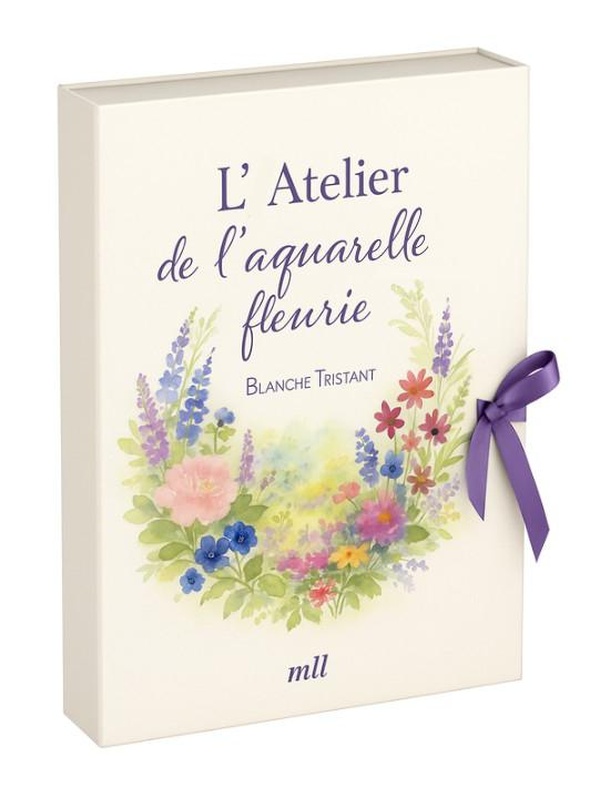 couverture du livre POCHETTE - L'ATELIER DE L'AQUARELLE FLEURIE (1 LIVRE ET DES FEUILLES PAPIER AQUARELLE) - 1 LIVRE DE