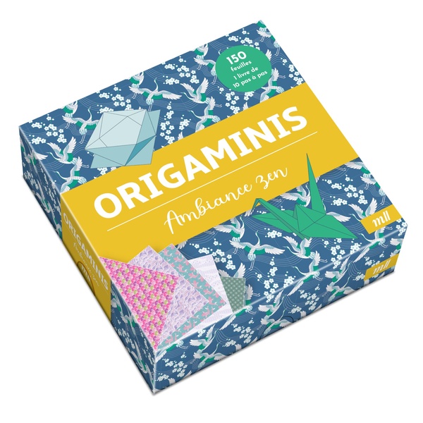 ORIGAMINIS - AMBIANCE ZEN - 150 FEUILLES DE MOTIFS VARIES ET 10 MODELES EN PAS A PAS