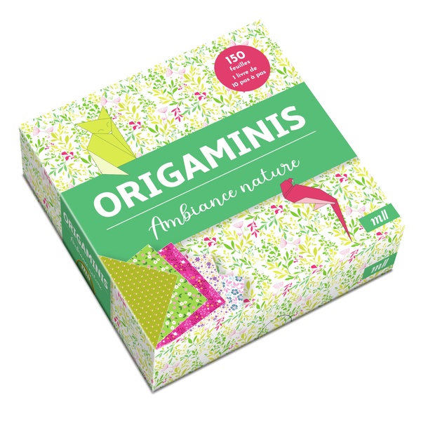ORIGAMINIS - AMBIANCE NATURE - 150 FEUILLES DE MOTIFS VARIES ET 10 MODELES EN PAS A PAS