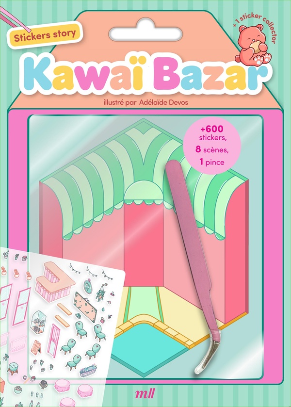 STICKERS STORY - KAWAI BAZAR - 8 ADORABLES SCENES A COMPLETER - 600 STICKERS ET UNE PINCE INCLUS