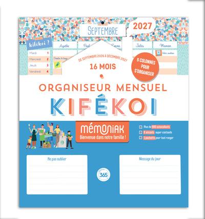ORGANISEUR MENSUEL MEMONIAK KIFEKOI 2027 - 16 MOIS, SEPTEMBRE 2026-DECEMBRE 2027