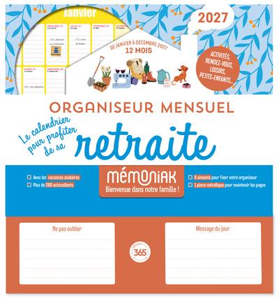 ORGANISEUR MENSUEL MEMONIAK RETRAITE 2027, 12 MOIS JANVIER-DECEMBRE 2027