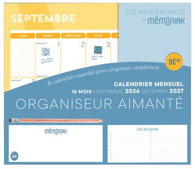 ORGANISEUR AIMANTE CALENDRIER MENSUEL SEPT. 2026-DEC. 2027